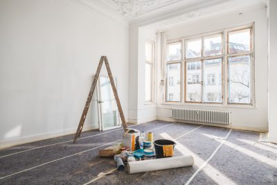 renovation concept - room in old building during restoration -